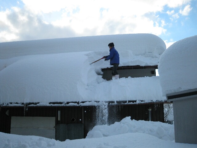 屋根には１メートル５０センチもの雪が