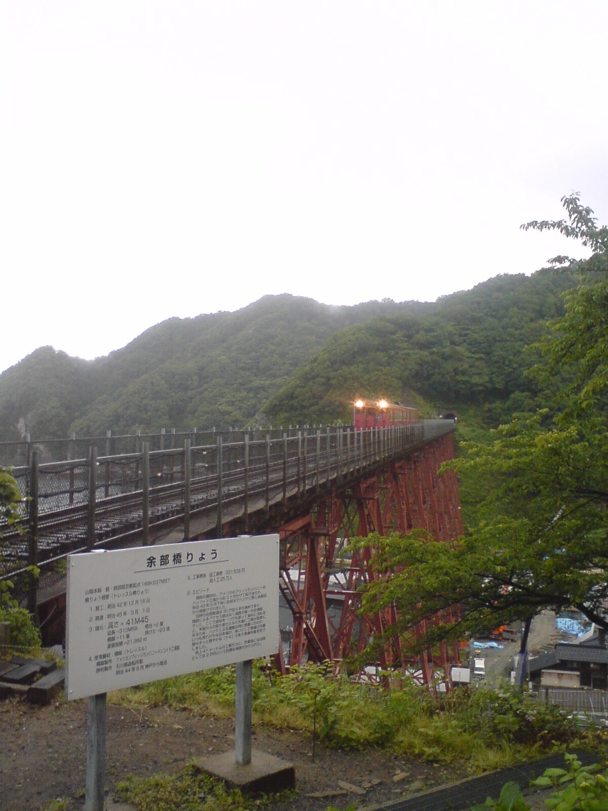 餘部鉄橋と列車